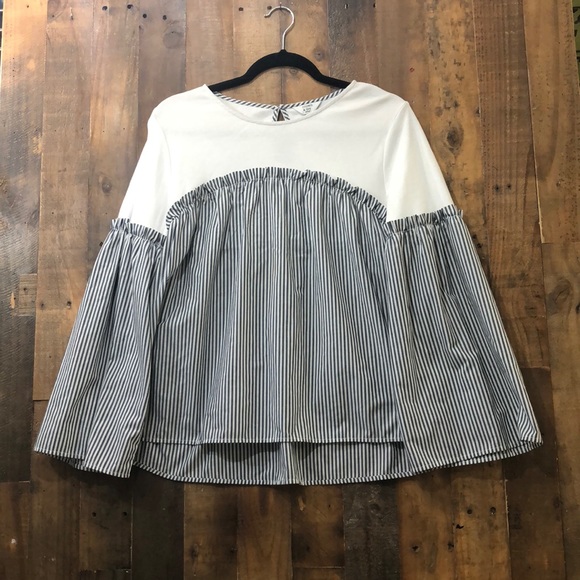 Crown & Ivy Petite Long Bell Sleeve Blouse